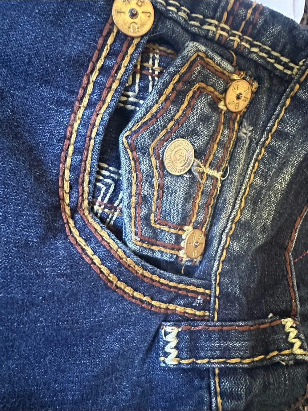 True Religion Ricky Big QT Contrast Stitching Men’s Blue Jeans Size 36x34
